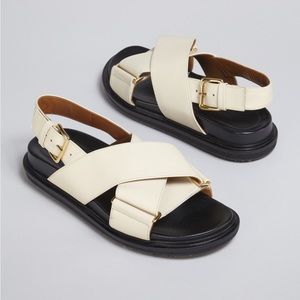 MARNI WHITE LEATHER FUSSBETT SANDALS SIZE 39 NEVER WORN